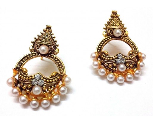 Golden Oxidized Women Earring Jhumka Jhumki Jewelry PushBack Classy Gift 39